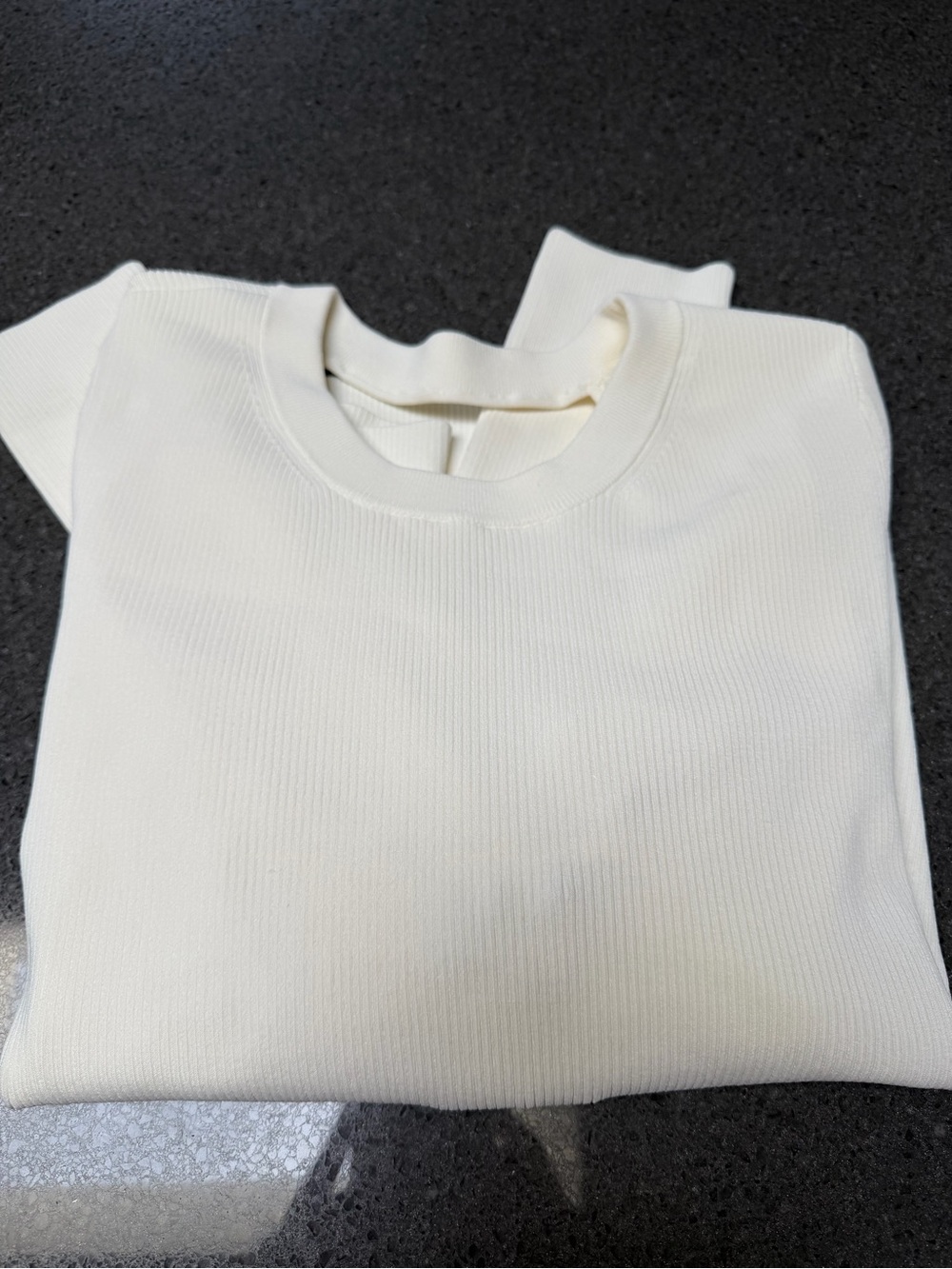 INTERMIX Cream Ribbed Crewneck Sweater